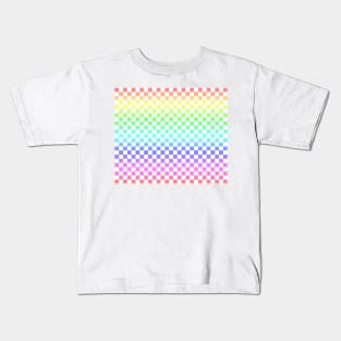 White checkered Rainbow Ombre Kids T-Shirt